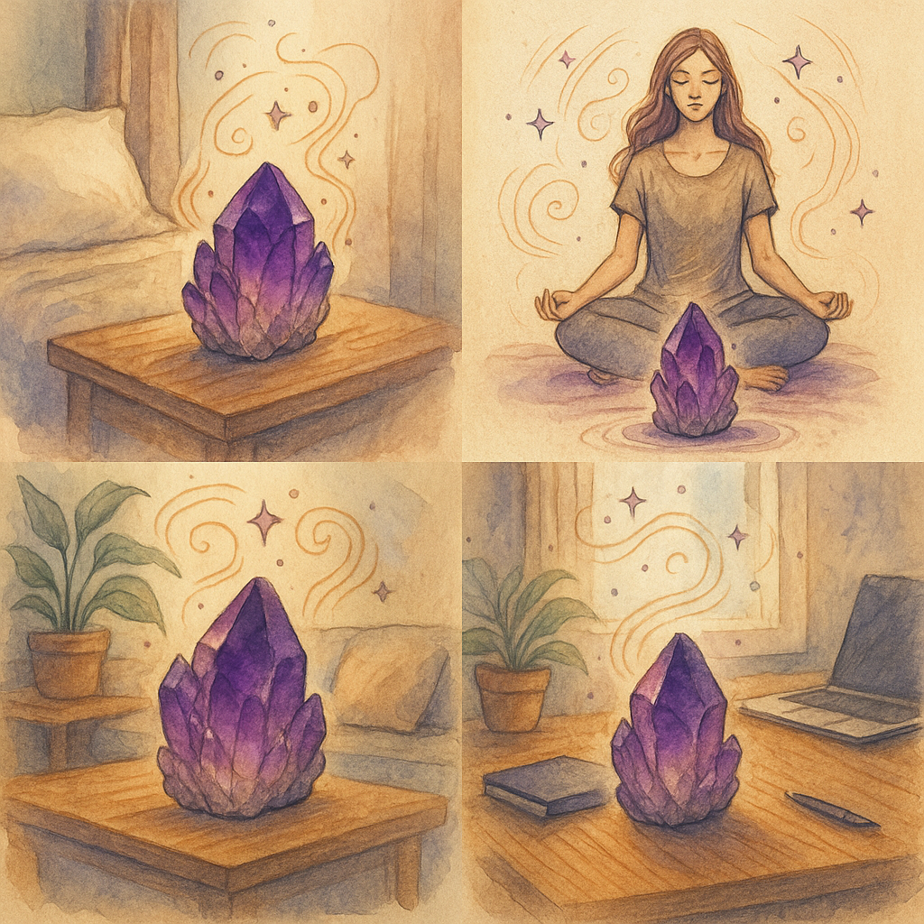 bedroom livingroom desk meditation Amethyst Connection Awakening Through Inner Light
